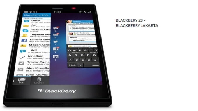 Spesifikasi dan Harga Blackberry Z3 - BB Jakarta Februari 2015