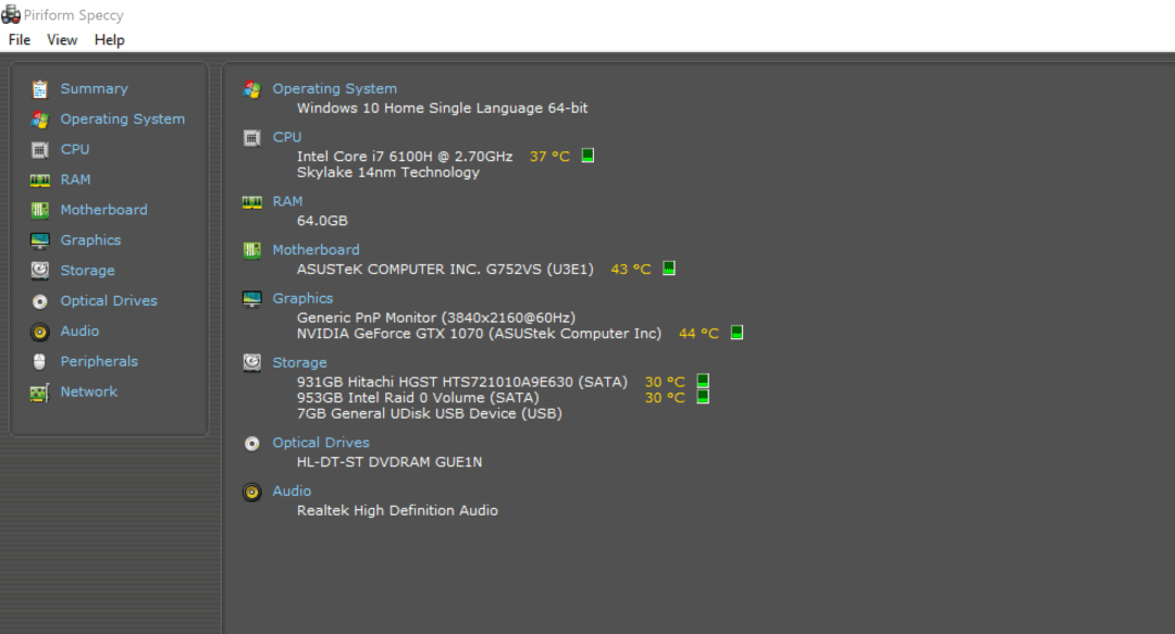 perform specify Asus Rog G725VS