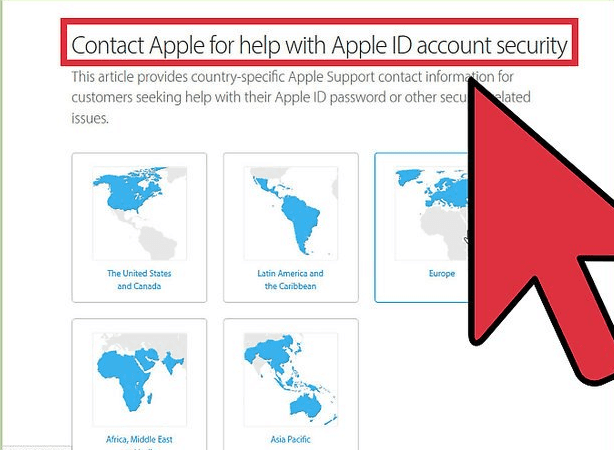 cara Carilah nomor "Apple ID Account Security" untuk region Anda. Anda harus mencari nomor langsung untuk region Anda. Anda bisa mencari nomor untuk region Anda di sini. 