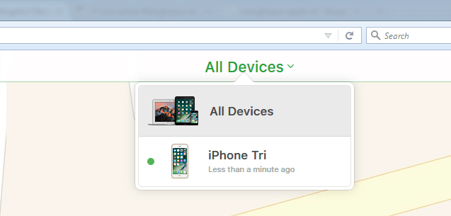 tampilan all device find my iphone