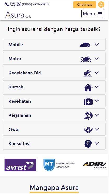 screenshoot aplikasi asura.co.id asuransi jiwa dan kendaraan