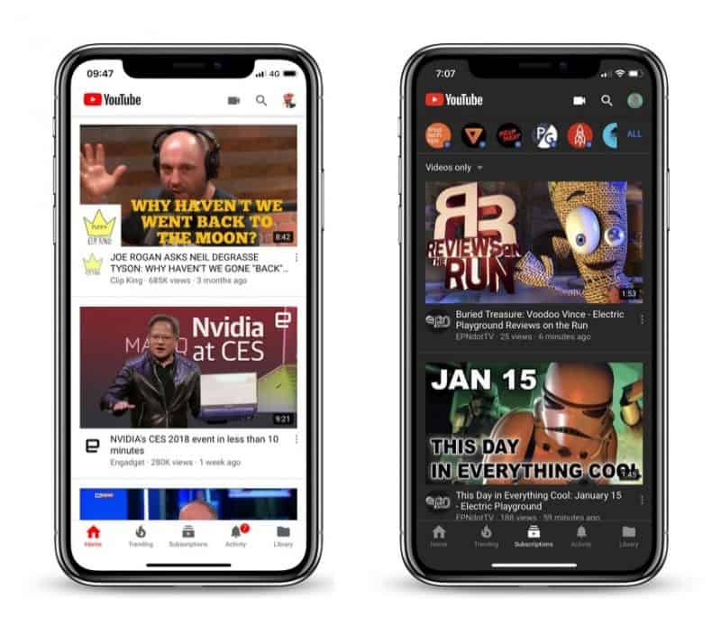 mode gelap aplikasi youtube pada iphone