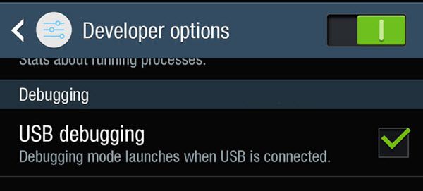 mode debuging usb samsung galaxy a7