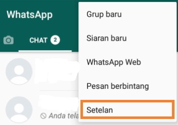 Masuk menu setelan pada WhatsApp