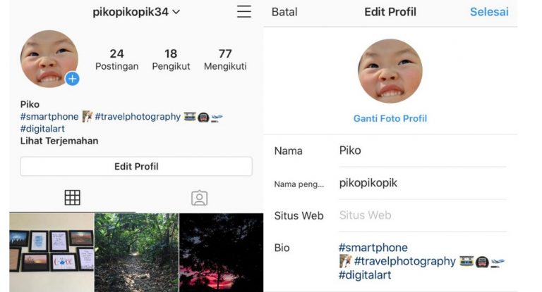 Membuat Hastag pada bio profil Instagram