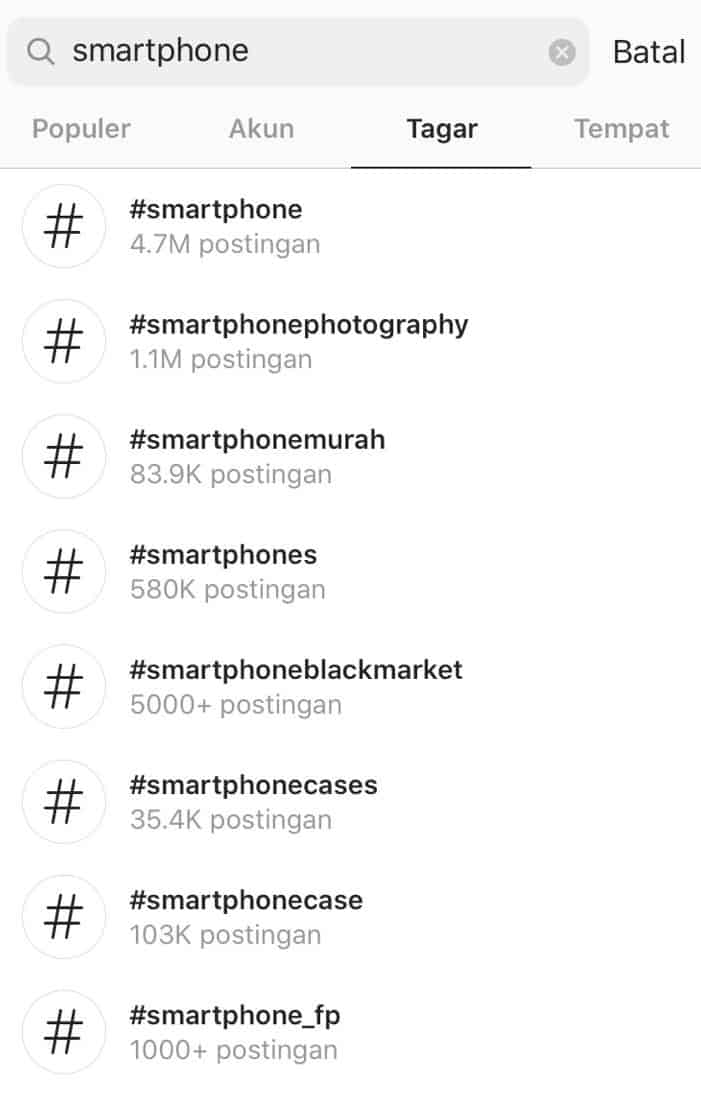 Tagar hashtag pada Instagram