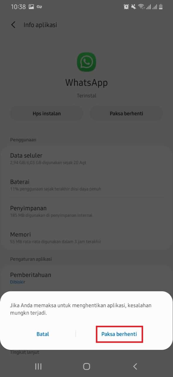 paksa berhenti lagi menonaktifkan whatsapp sementara