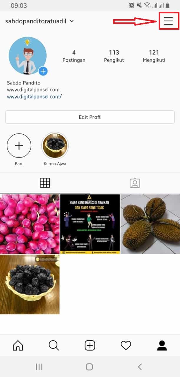 nenghubungkan instagram dengan facebook
