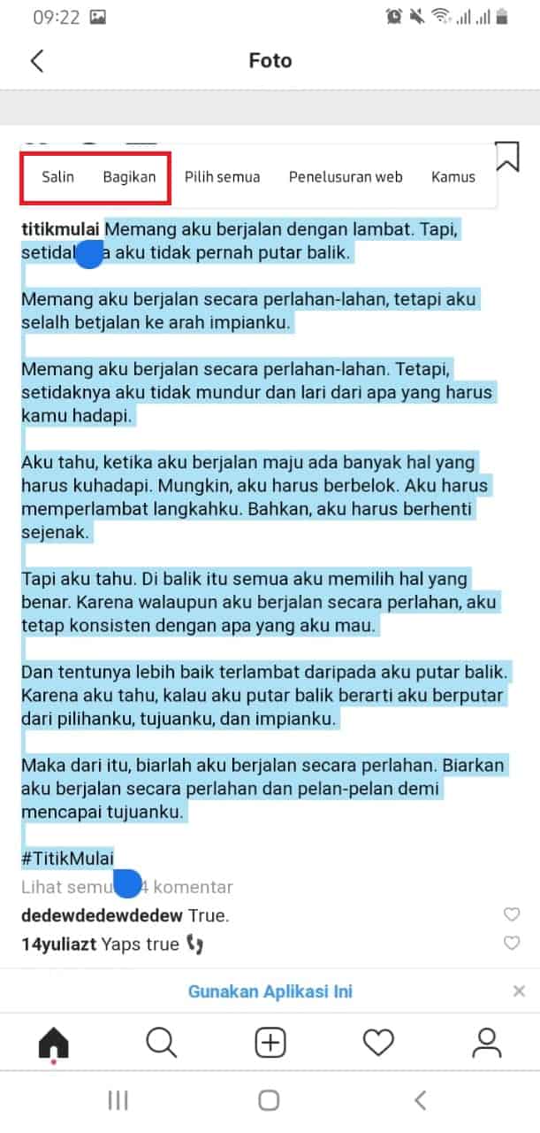 2 Cara Copy Caption Instagram Dengan Mudah Dan Cepat